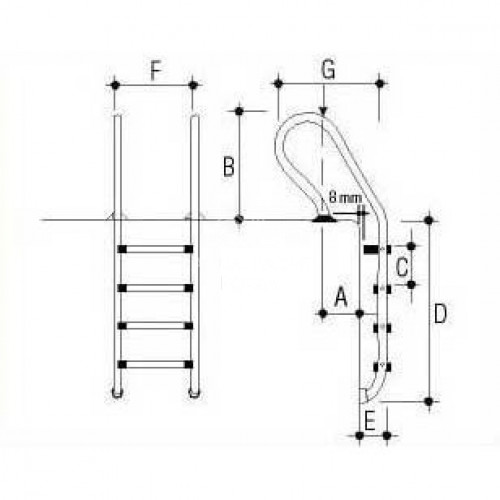 Лестница 3 ступени Gemas COMBINED AISI 316 (0312312)