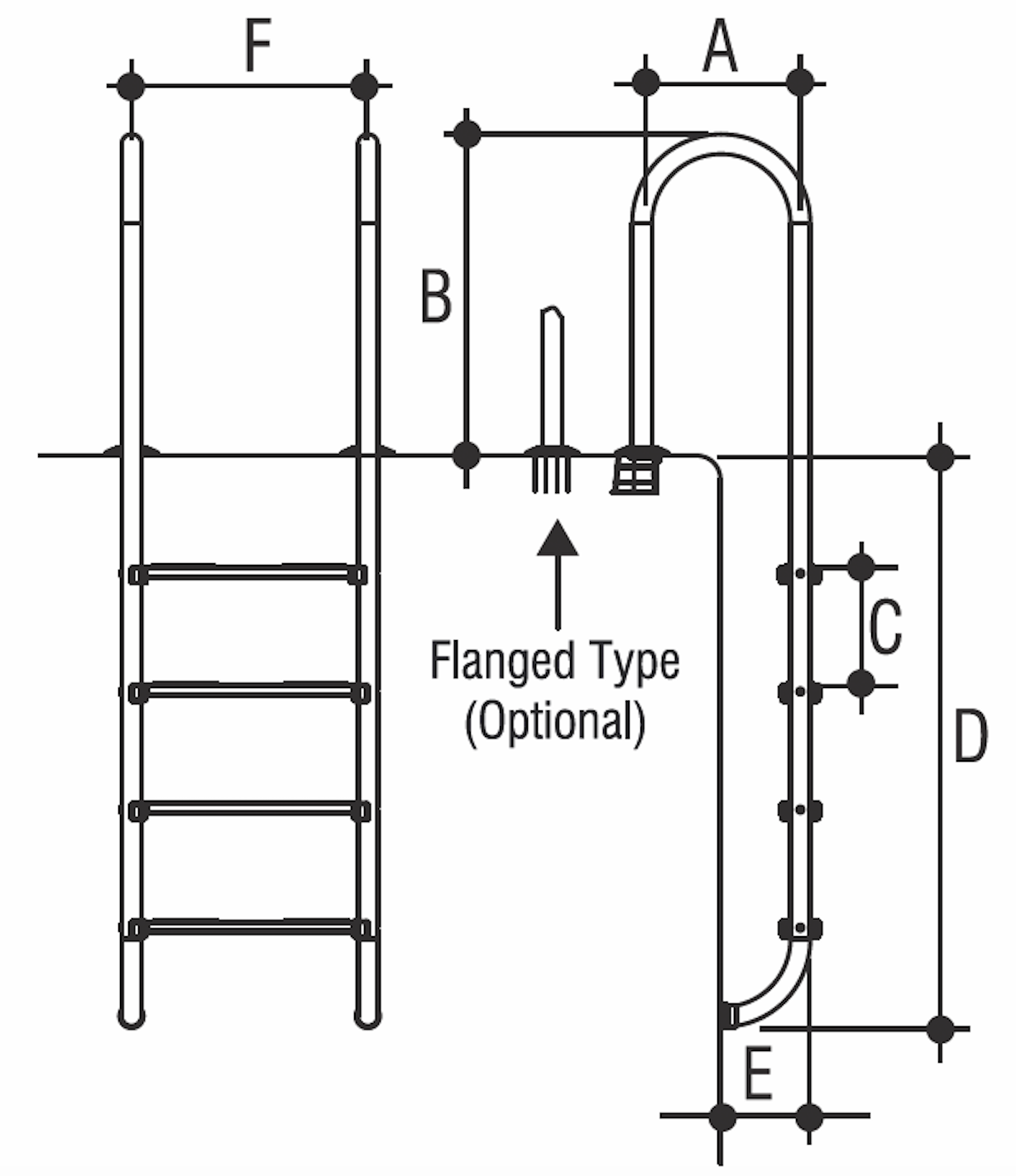 Лестница 4 ступени Gemas U AISI 316 (0312223)