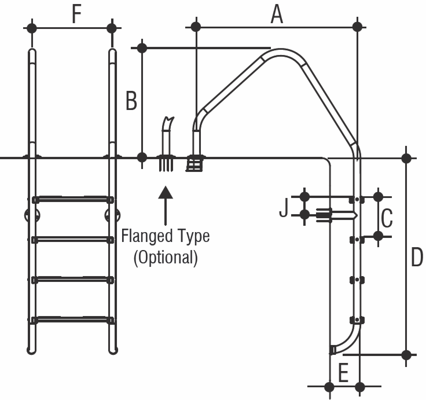 Лестница 5 ступеней Gemas OVERFLOW AISI 316 (0312414)