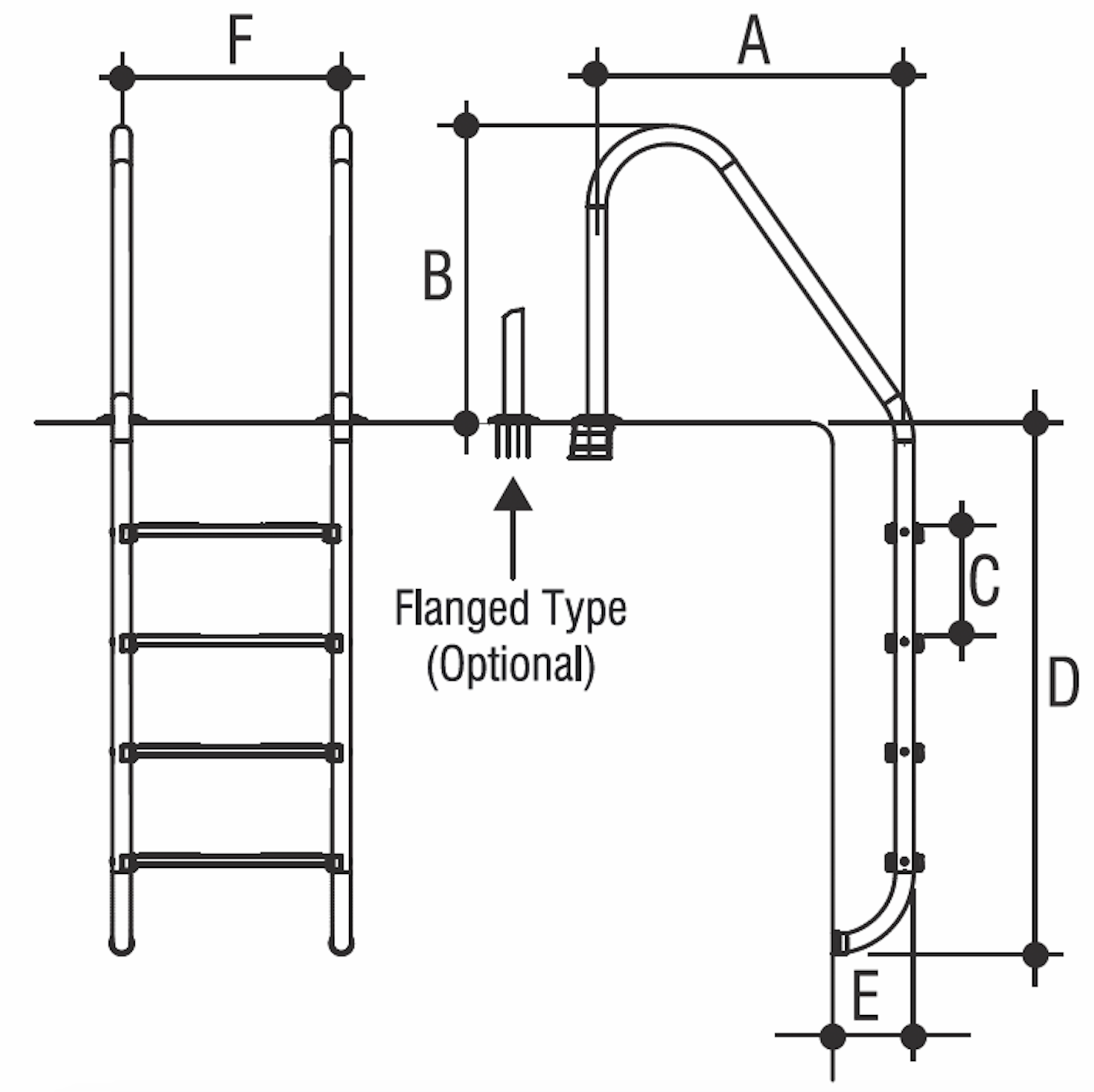 Лестница 5 ступеней Gemas STANDARD AISI 304 (0311114)